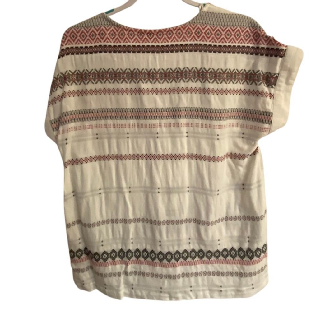 Cafe Marrakesh Cotton Blend Patterned Top Size M Work Casual - Picture 3 of 9